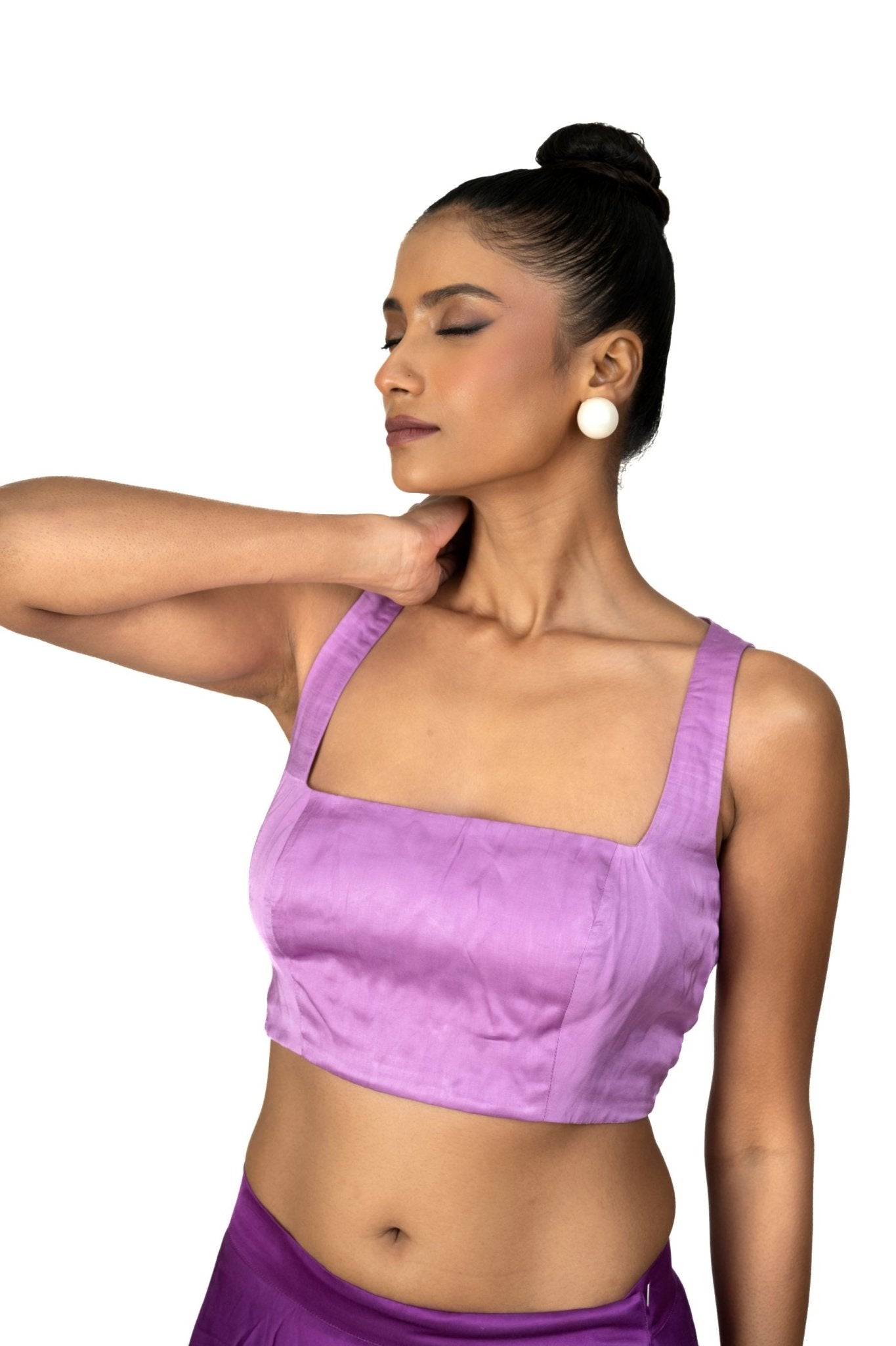 Light Purple Broad Square Neck Sleeveless Blouse - image 1