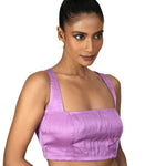 Light Purple Broad Square Neck Sleeveless Blouse - Anvi Couture
