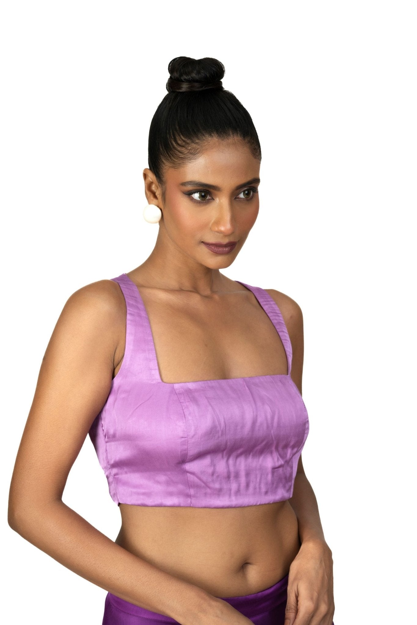 Light Purple Broad Square Neck Sleeveless Blouse - image 2