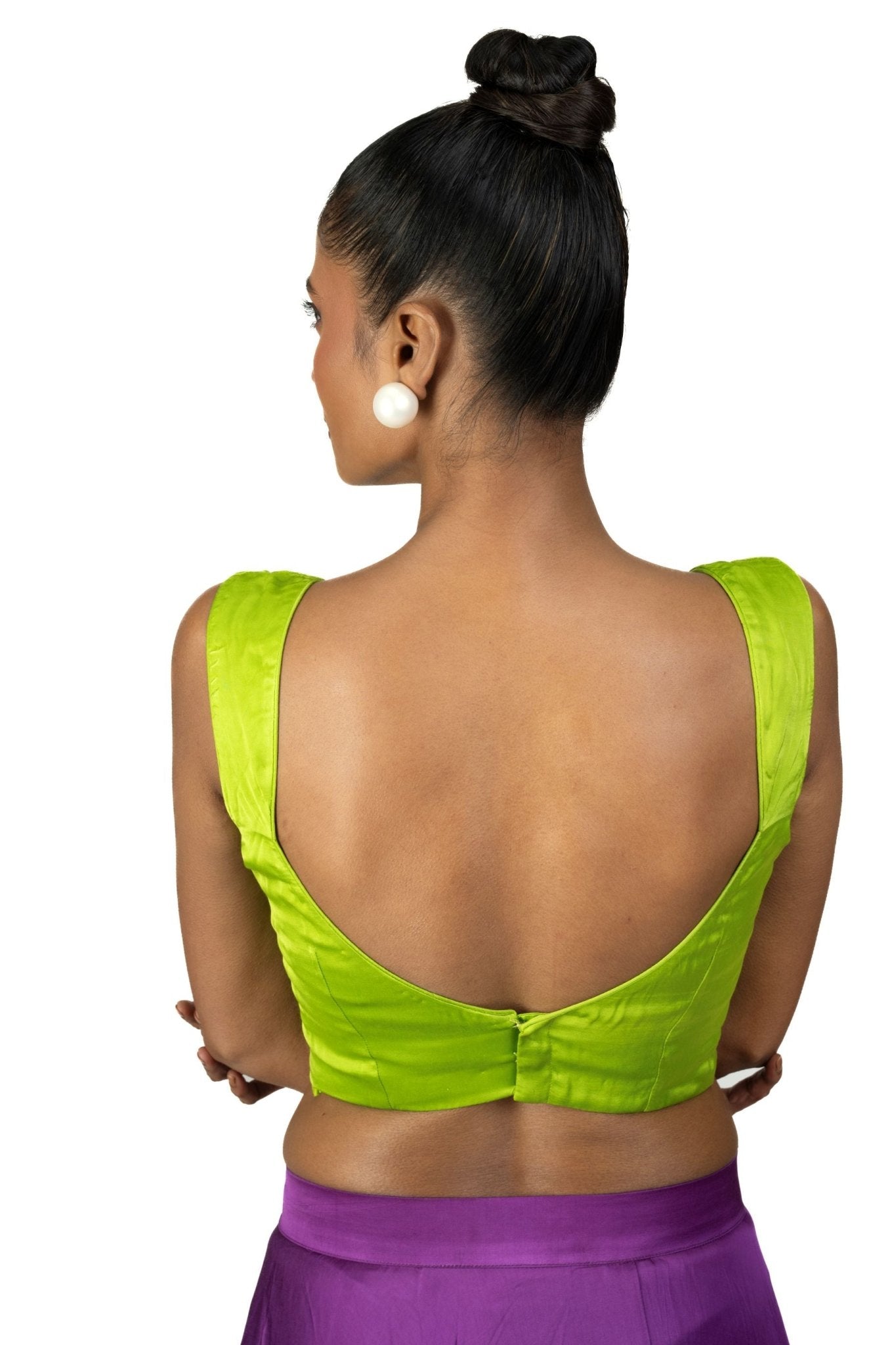 Light Green Queen Anne Sleeveless Blouse - image 4