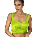 Light Green Queen Anne Sleeveless Blouse - Anvi Couture