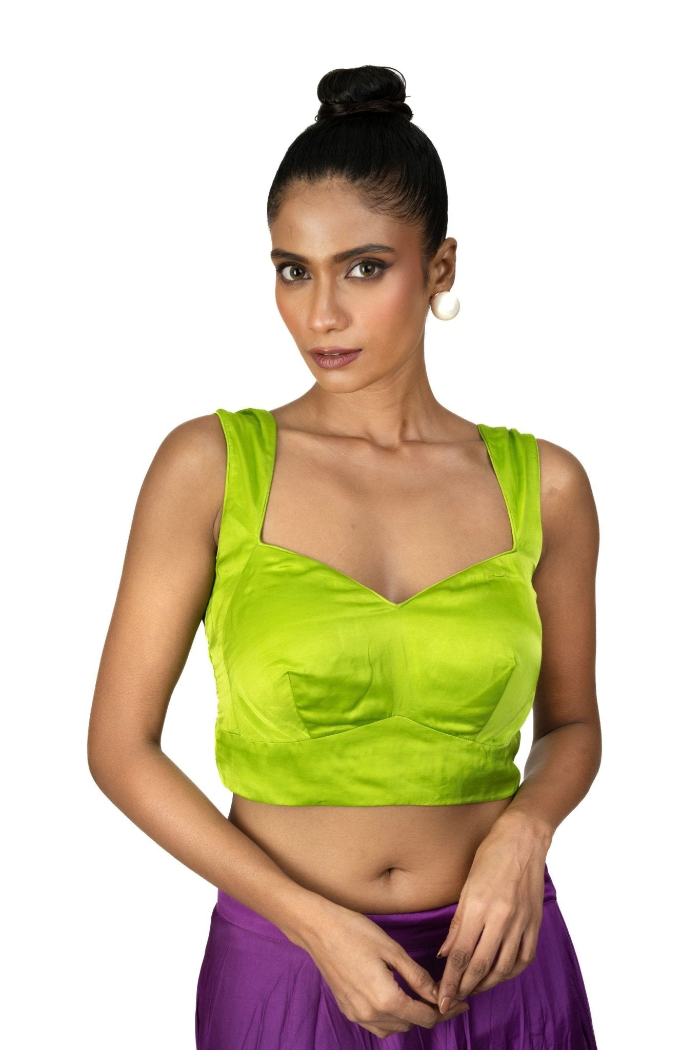 Light Green Queen Anne Sleeveless Blouse - image 1