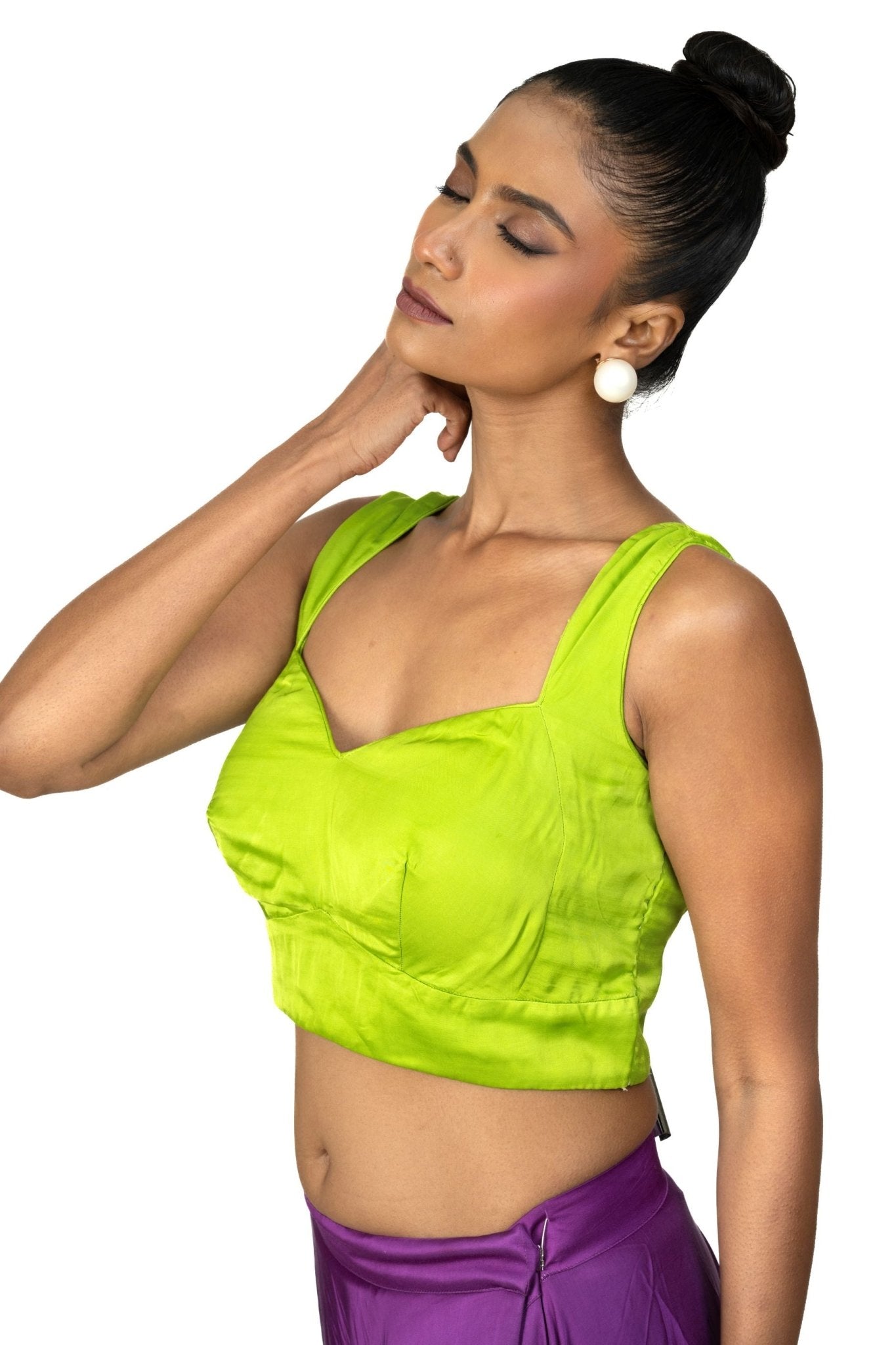 Light Green Queen Anne Sleeveless Blouse - image 3