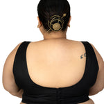 Black V Neck Plus Size Sleeveless Saree Blouse - image 4