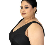 Black V Neck Plus Size Sleeveless Saree Blouse - image 3