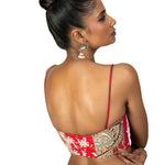 Red Multicolor Cotton Printed Spaghetti Blouse - image 3
