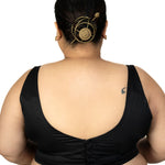Black Square Neck Plus Size Sleeveless Saree Blouse - image 4