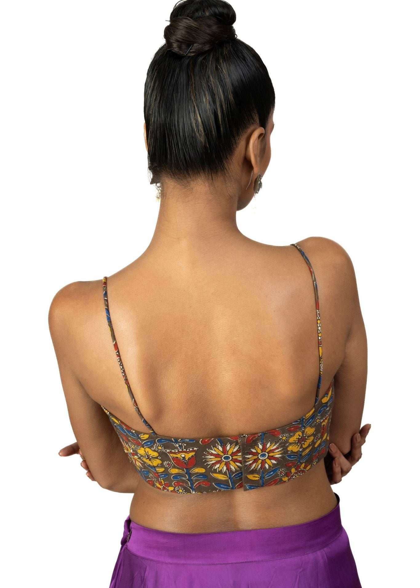Kalamkari Multicolor Cotton Printed Spaghetti Blouse - Anvi Couture