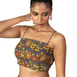 Kalamkari Multicolor Cotton Printed Spaghetti Blouse - image 1