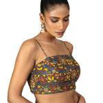 Kalamkari Multicolor Cotton Printed Spaghetti Blouse - image 3