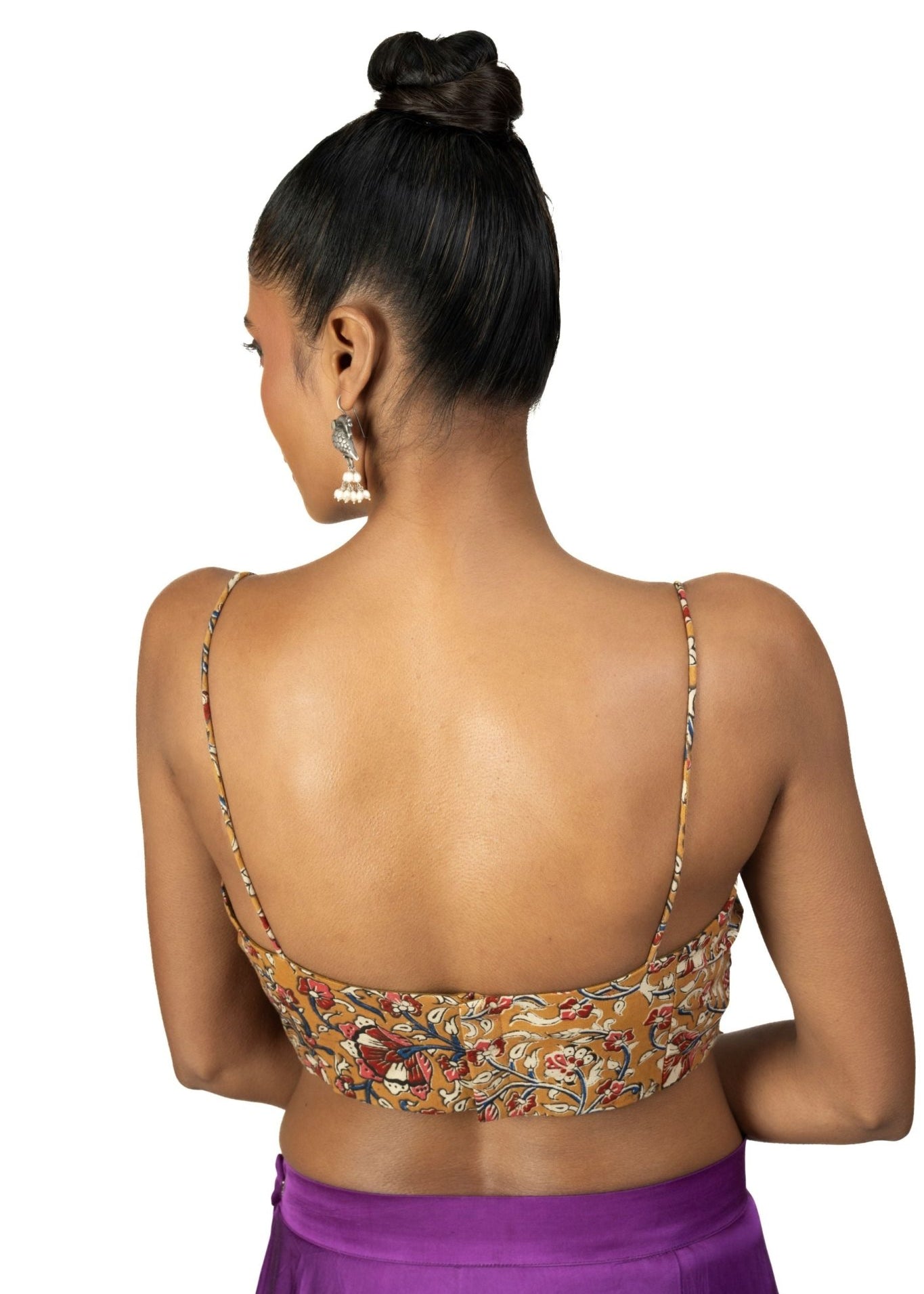 Multicolor Cotton Spaghetti Blouse With Back Closer - Anvi Couture