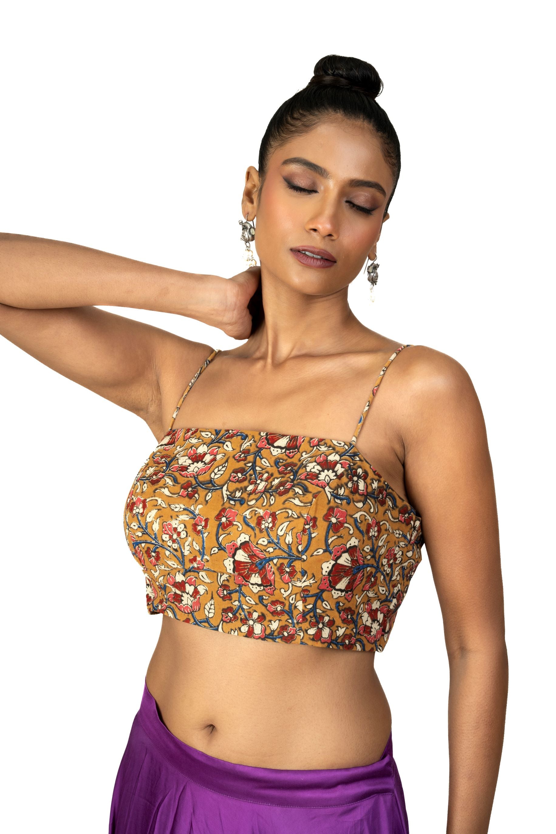 Multicolor Cotton Spaghetti Blouse With Back Closer - image 2