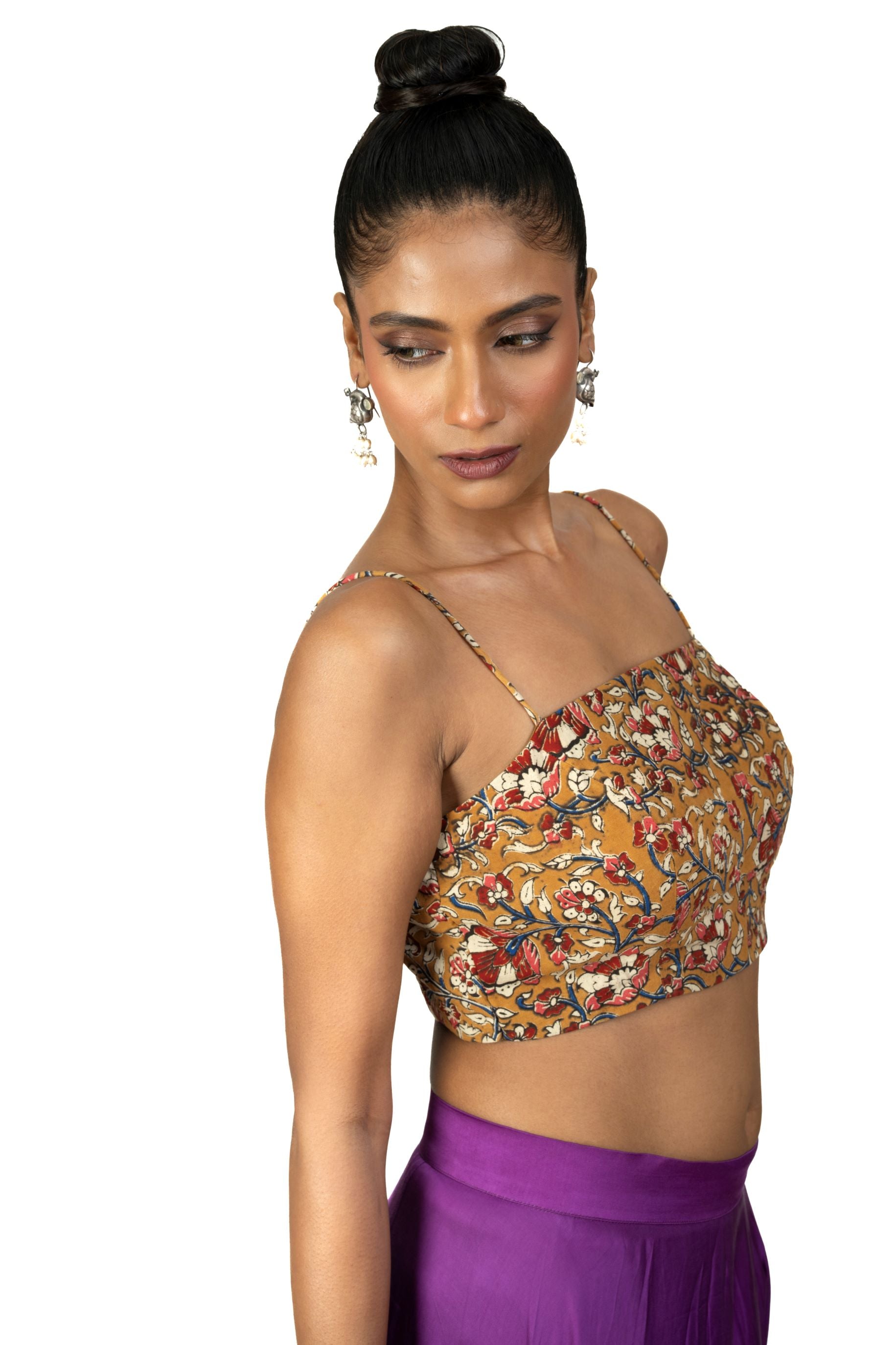 Multicolor Cotton Spaghetti Blouse With Back Closer - image 3