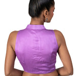 Purple High - Neck Front Closure Sleeveless Blouse - Anvi Couture