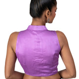 Purple High - Neck Front Closure Sleeveless Blouse - Anvi Couture