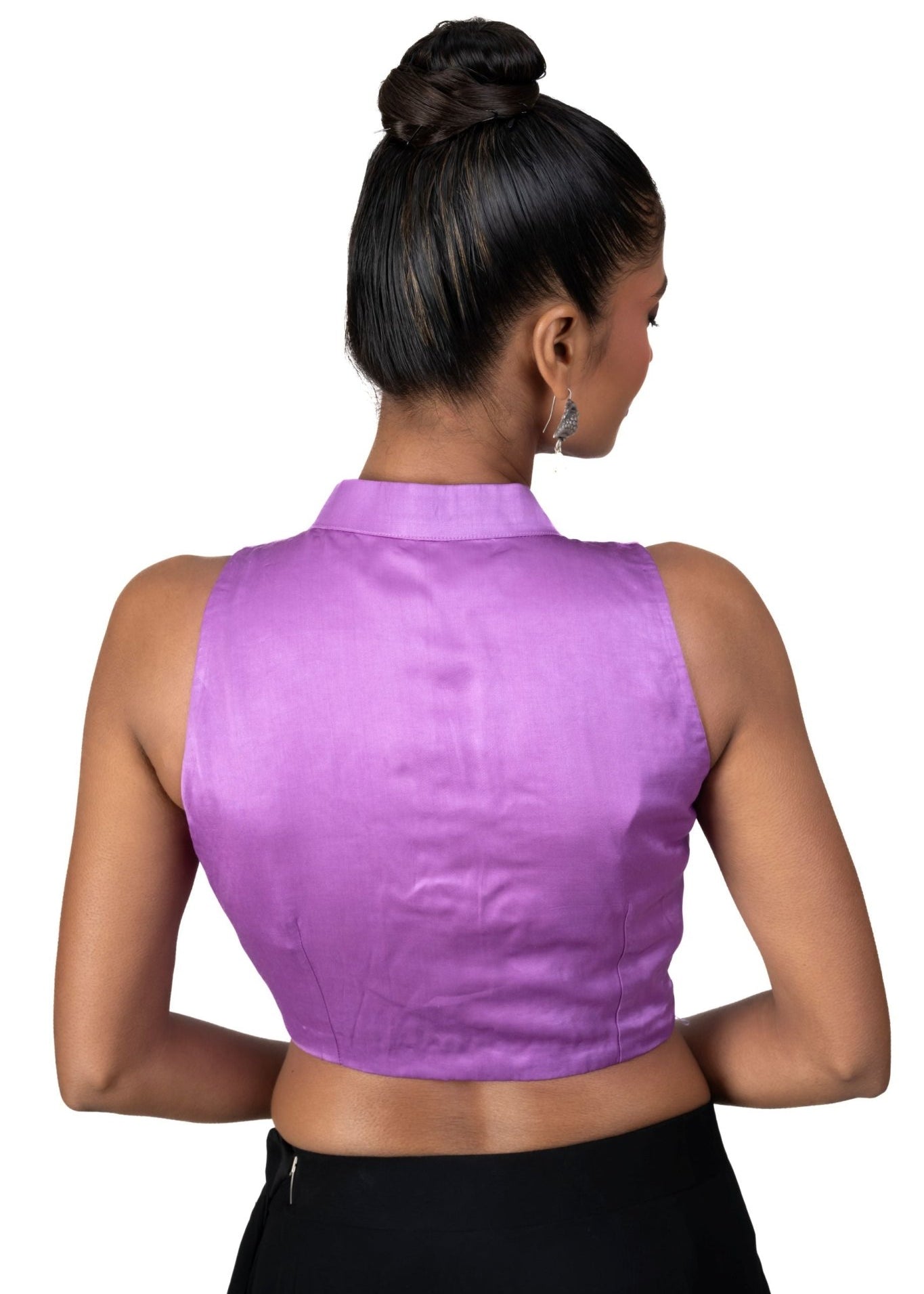 Purple High - Neck Front Closure Sleeveless Blouse - Anvi Couture