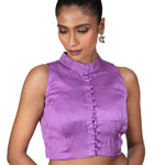 Purple High - Neck Front Closure Sleeveless Blouse - Anvi Couture