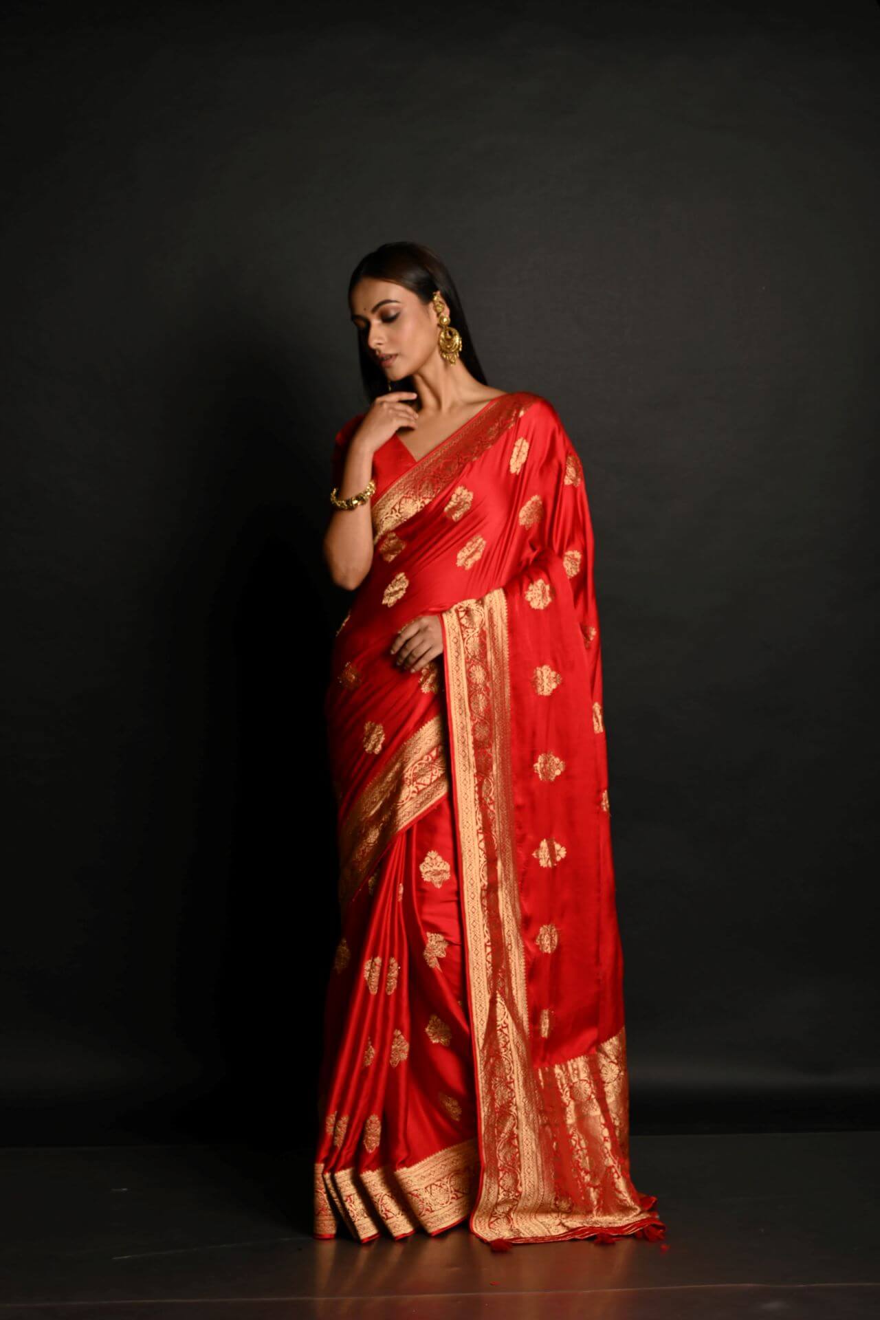 Buy Red and Gold Banarasi Saree with Real Zari Work Online| Indian Wedding, Receptions, Bridal, Festive wear