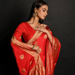 Designer Red and Gold Banarasi Saree with Authentic Zari – Perfect for Weddings