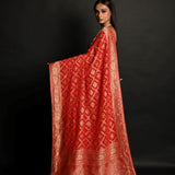 Red Georgette Banarasi Bandhani Handloom Saree