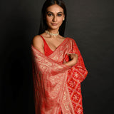 Red Georgette Banarasi Bandhani Handloom Saree