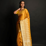 Yellow Pure Banarasi Satin Silk Handloom Saree - Anvi Couture