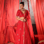 Scarlet Red Lehenga Set with Zardozi Embellished Work front