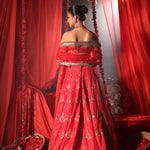 Scarlet Red Lehenga Set with Zardozi Embellished Works back