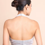 Silver Halter Neck Tissue Blouse Back