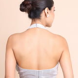 Silver Halter Neck Tissue Blouse Back