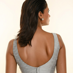 Silver Raw Silk Sweetheart Neckline Sleeveless Blouse back