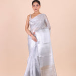 Silver Woven Tissue Silk Saree full