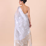 Silver Woven Tissue Silk Saree back