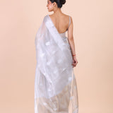 Silver Woven Tissue Silk Saree back