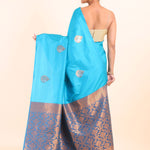 Sky Blue Borderless Kanchipuram Silk Saree back