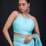 Sky Blue Designer Organza Blouse side