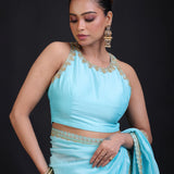 Sky Blue Designer Organza Blouse side