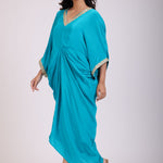 Sky Blue Drape Dress in Crepe Silk front