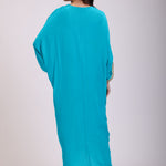 Sky Blue Drape Dress in Crepe Silk back