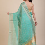 Sky Blue Kota Silk Saree With Golden Border and Pallu
back