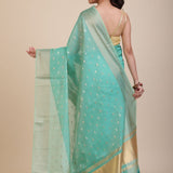 Sky Blue Kota Silk Saree With Golden Border and Pallu
back