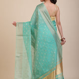 Sky Blue Kota Silk Saree With Golden Border and Pallu Back
