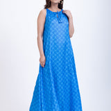 Sky Blue Printed Maxi Gown long Dress Full
