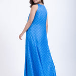 Sky Blue Printed Maxi Gown long Dress Back
