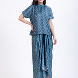 Teal Blue  Drape Skirt Co-Ord Set full