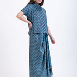 Teal Blue  Drape Skirt Co-Ord Set front 