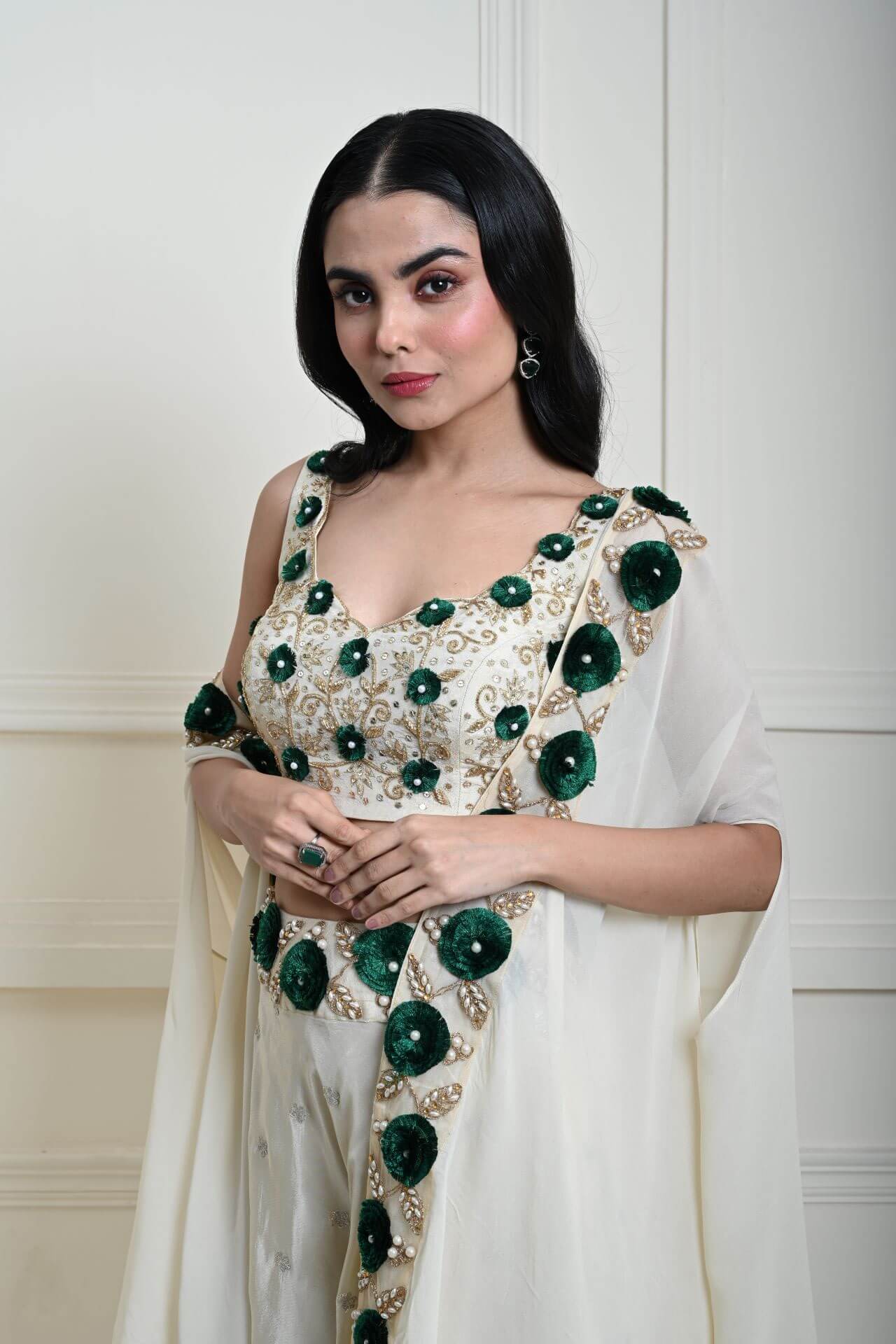 Timeless Ivory Cape Lehenga | Indian Wedding Attire | Closure Look
