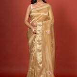 Tissue Organza Embroidered Saree Full

