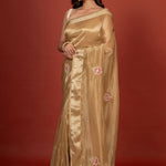Tissue Organza Embroidered Saree Front
