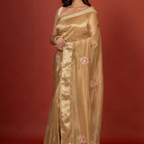 Tissue Organza Embroidered Saree Front
